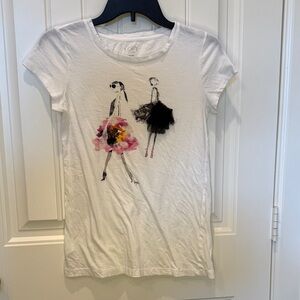 LOFT White Tee with Fashion Illustration